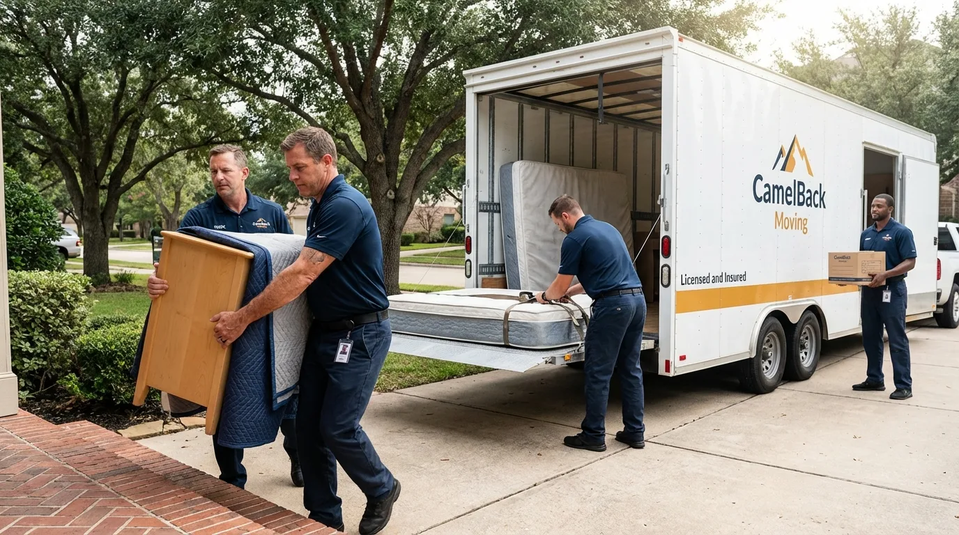 Crew loading residential truck for cross-state move from Middleville, MI