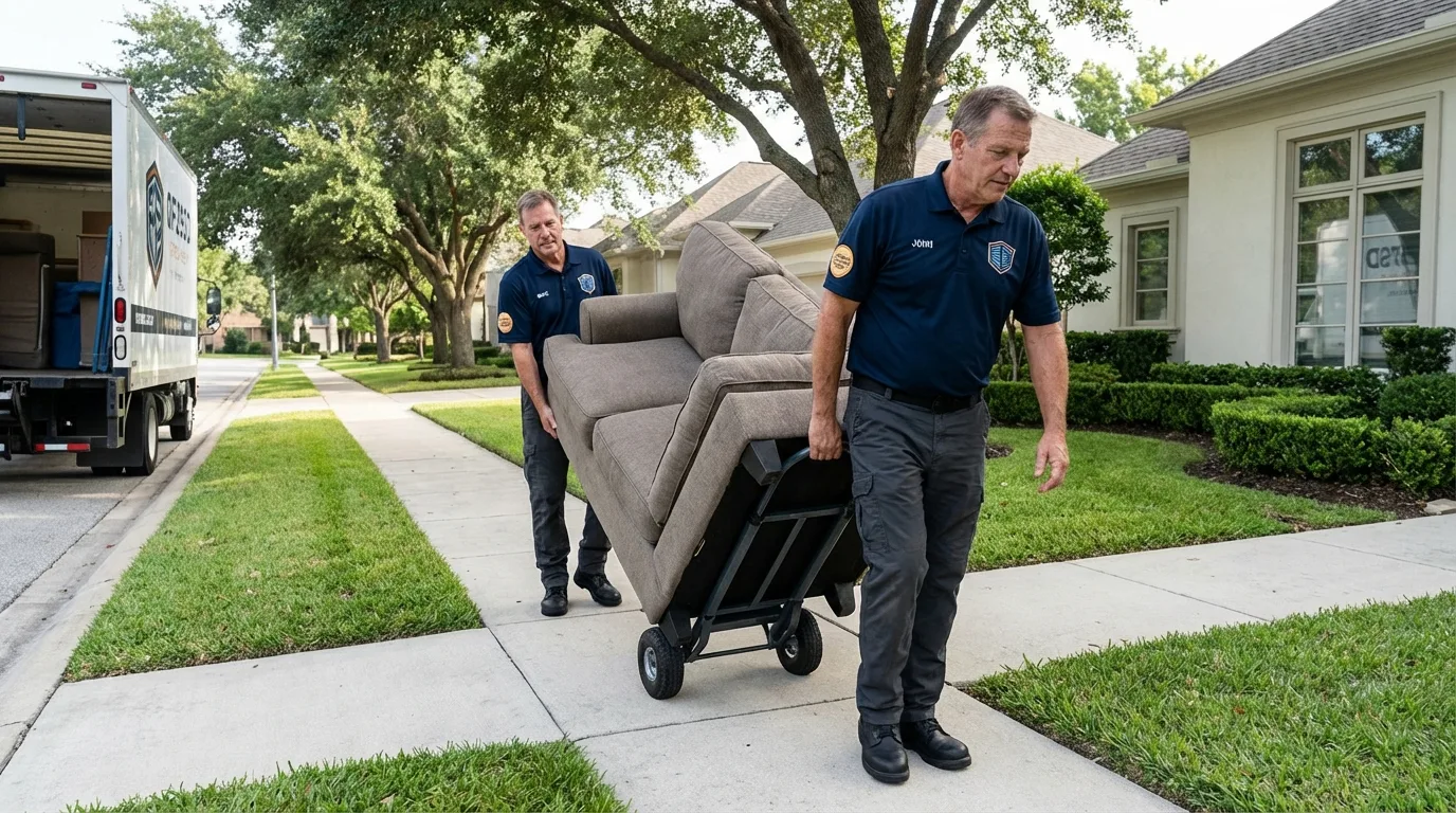 Local residential moving crew loading furniture in Middleville, MI